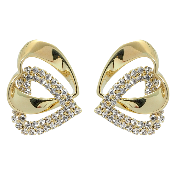 Серьги Xuping QQMM Позолота 14K пусеты Сердечки с цирконием фото №11