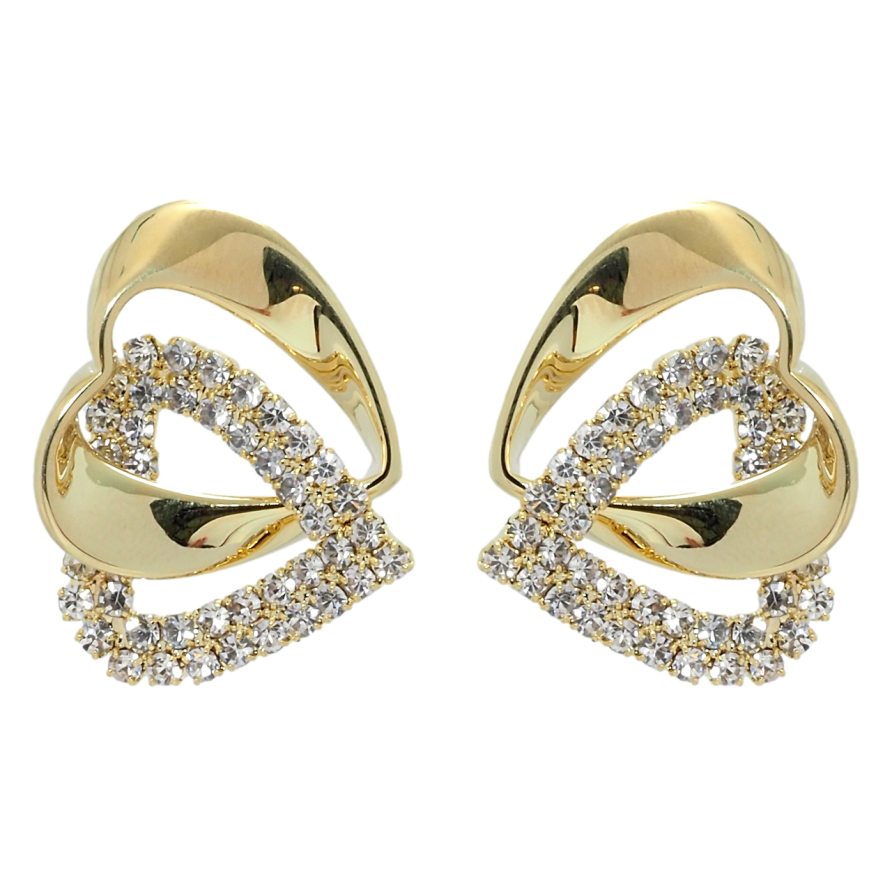 Серьги Xuping QQMM Позолота 14K пусеты Сердечки с цирконием фото №1