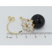 Серьги Xuping QQMM Позолота 14K пусеты Черные шарики с фианитами на полукольцах фото №2