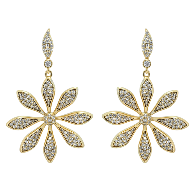 Сережки Xuping QQMM Позолота 14K пусети Квіточки з цирконієм фото №13