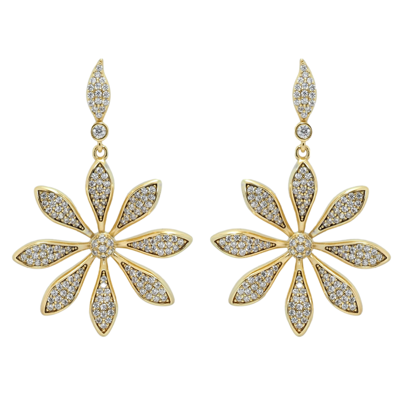 Серьги Xuping QQMM Позолота 14K пусеты Цветочки с цирконием фото №5