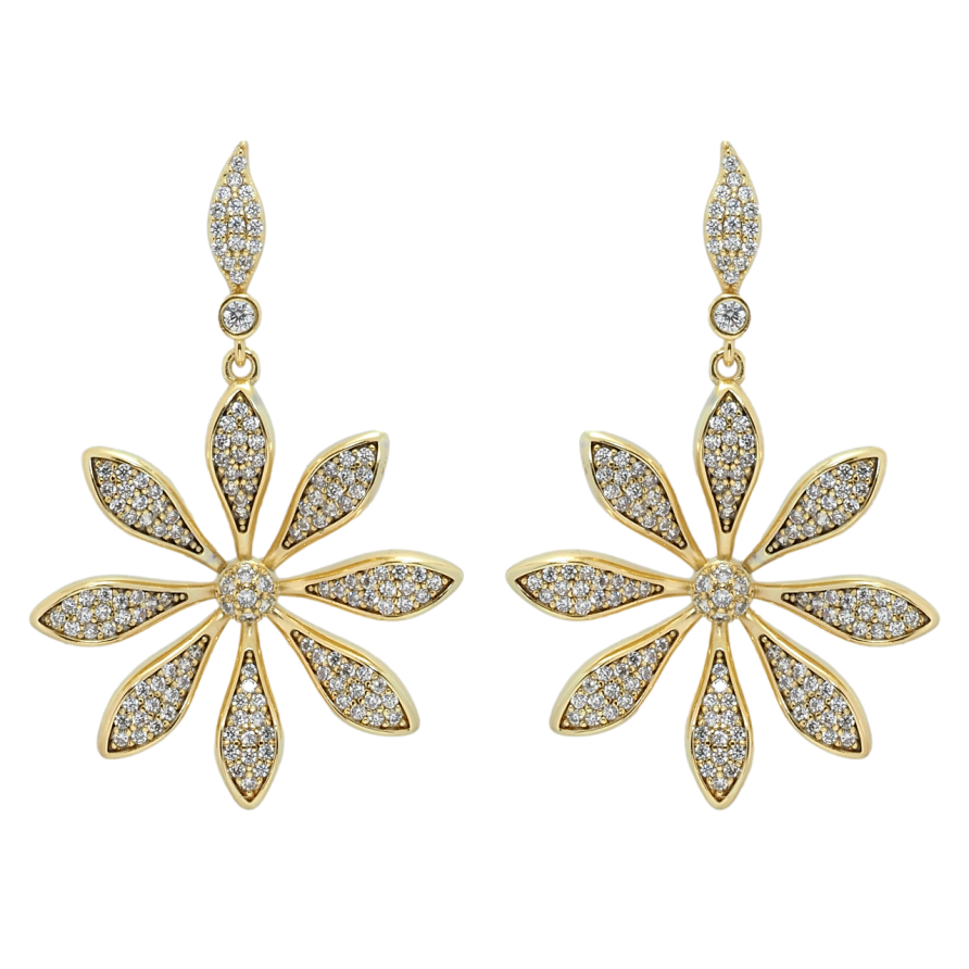 Сережки Xuping QQMM Позолота 14K пусети Квіточки з цирконієм фото №1