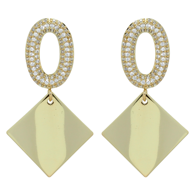 Сережки Xuping QQMM Позолота 14K пусети Ромбові підвіски фото №1