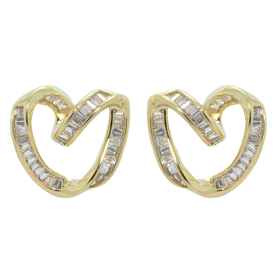 Серьги Xuping QQMM Позолота 14K пусеты Сердечки с цирконием фото №1