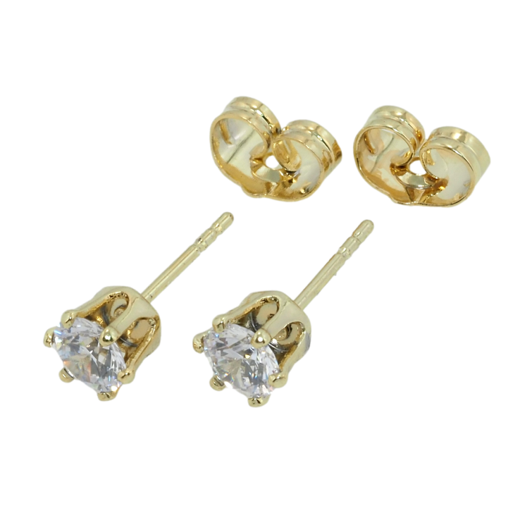 Сережки Xuping QQMM Позолота 14K пусети Кристали в 6-ти крапановій оправі ø 5мм фото №11