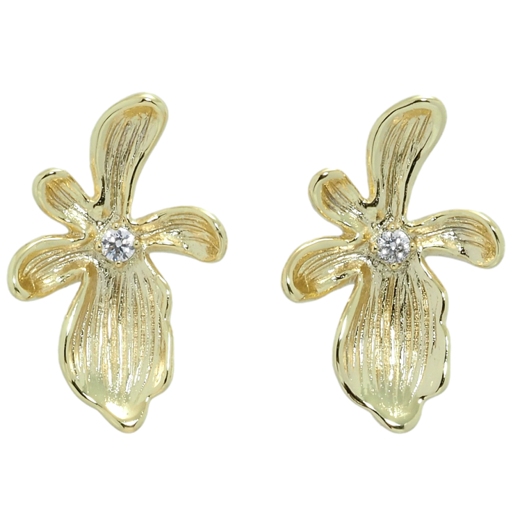 Серьги Xuping QQMM Позолота 14K пусеты Декоративные цветочки с фианитами фото №8