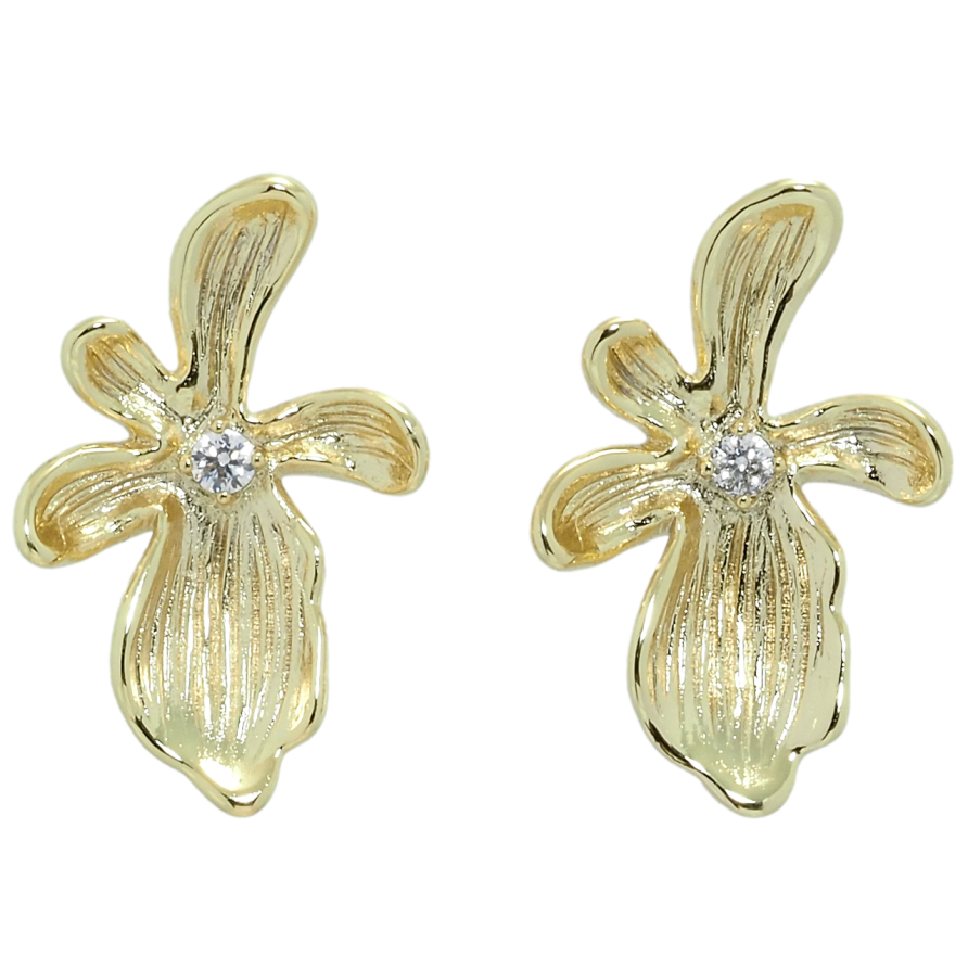 Сережки Xuping QQMM Позолота 14K пусети Декоративні квіточки з фіанітами фото №1