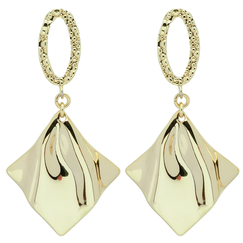 Сережки Xuping QQMM Позолота 14K пусети Ромбові підвіски фото №1