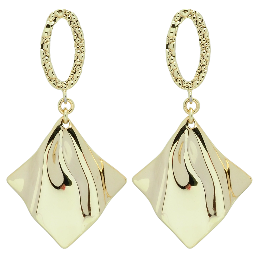 Серьги Xuping QQMM Позолота 14K пусеты Ромбовые подвески фото №1