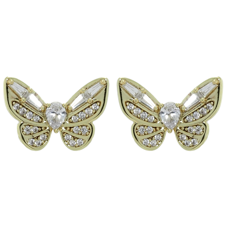 Серьги Xuping QQMM Позолота 14K пусеты Бабочки с цирконием фото №2
