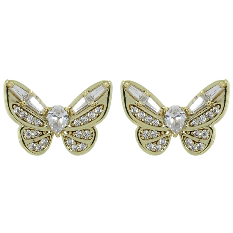 Серьги Xuping QQMM Позолота 14K пусеты Бабочки с цирконием фото №1