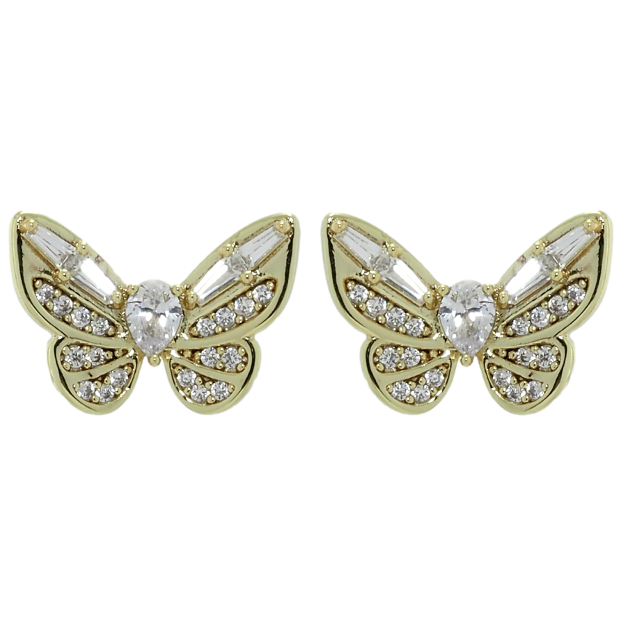 Серьги Xuping QQMM Позолота 14K пусеты Бабочки с цирконием фото №1