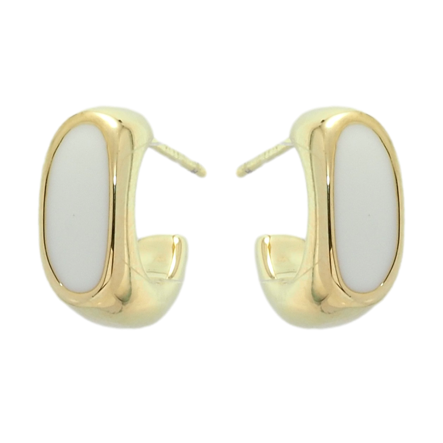 Сережки Xuping QQMM Позолота 14K пусети Дуги з фарбуванням білою емаллю фото №1