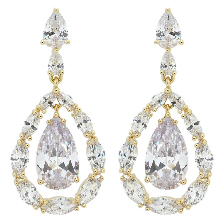 Серьги Xuping QQMM Позолота 14K пусеты Декоративные кристальные подвески фото №1