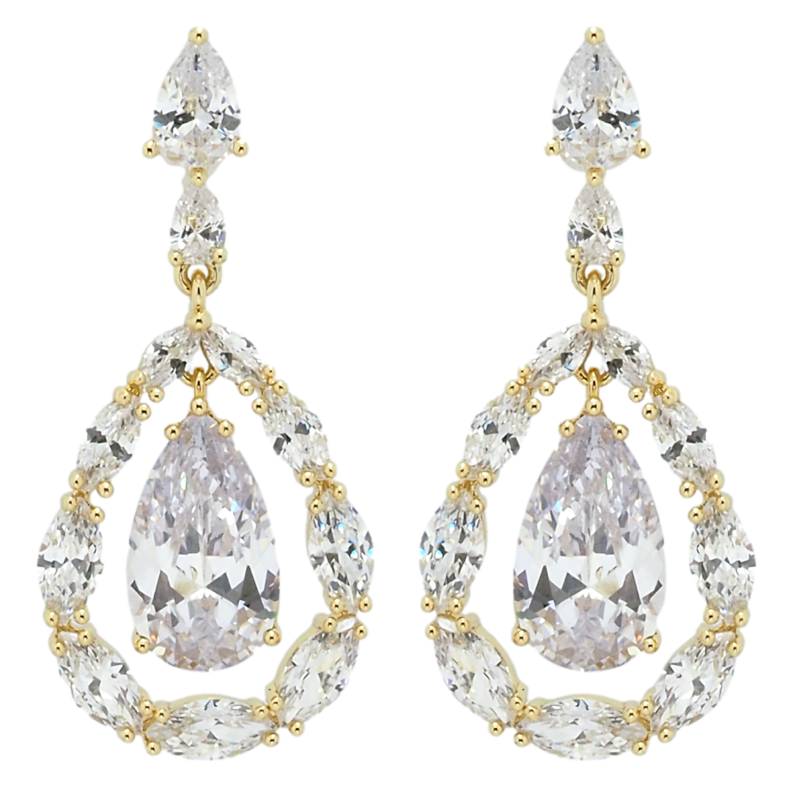 Серьги Xuping QQMM Позолота 14K пусеты Декоративные кристальные подвески фото №1