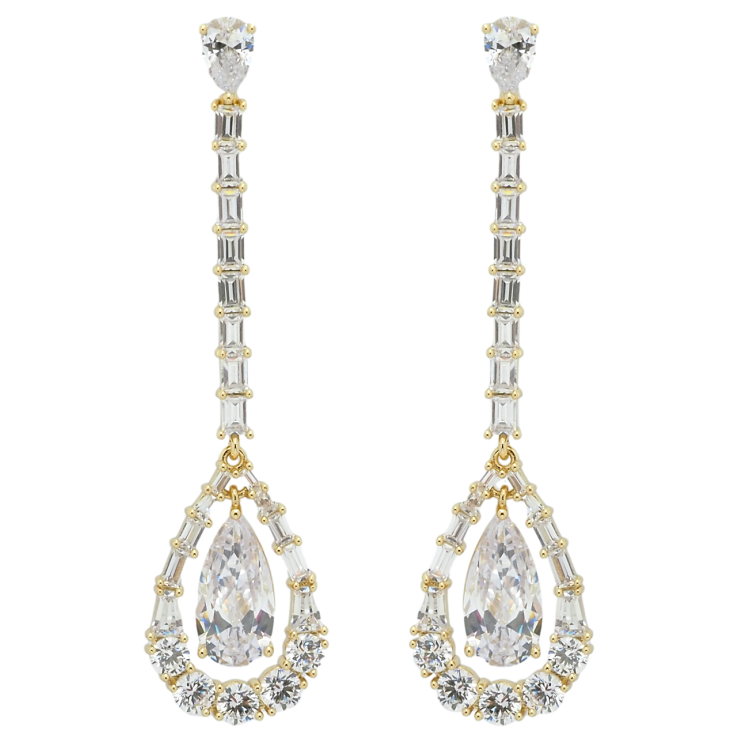 Серьги Xuping QQMM Позолота 14K пусеты Кристальные подвески фото №15