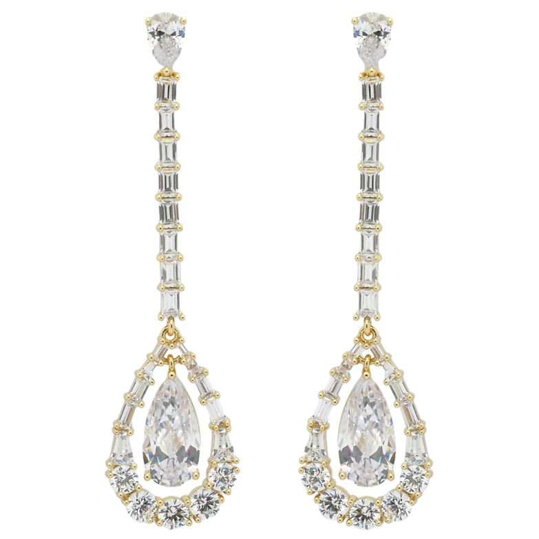 Серьги Xuping QQMM Позолота 14K пусеты Кристальные подвески фото №9