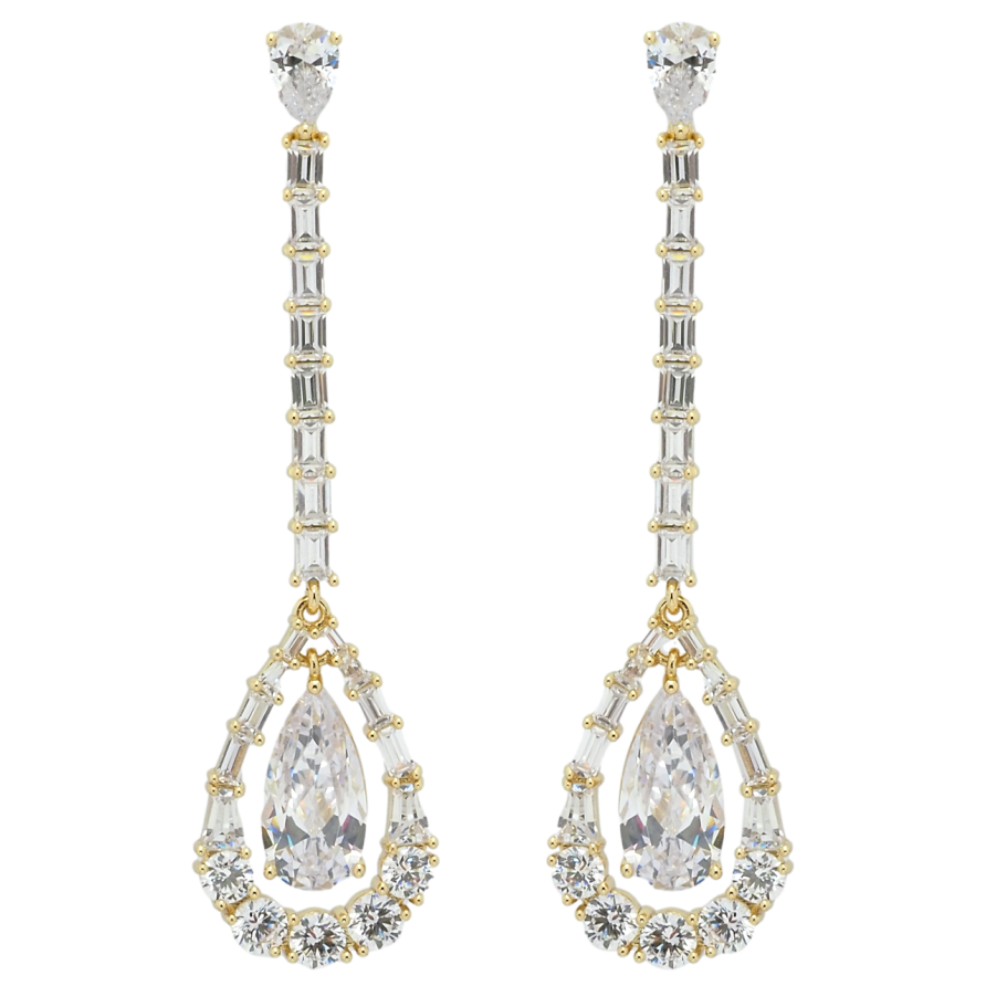 Сережки Xuping QQMM Позолота 14K пусети Кристальні підвіски фото №1