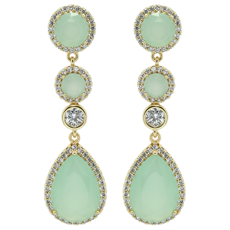 Сережки Xuping QQMM Позолота 14K пусети Підвіски салатові фіаніти в обрамленні цирконію фото №7