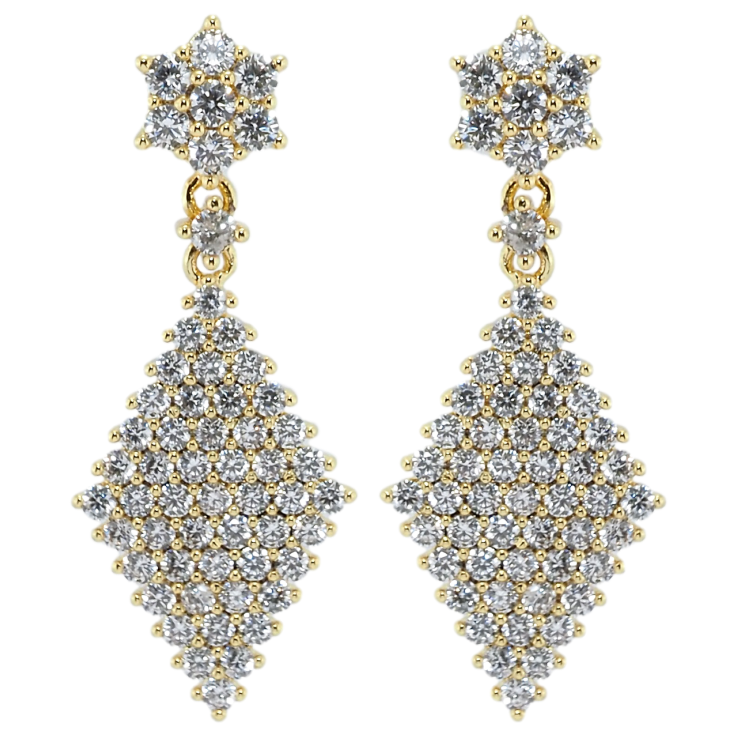 Серьги Xuping QQMM Позолота 14K пусеты Ромбовые подвески с инкрустацией цирконием фото №22