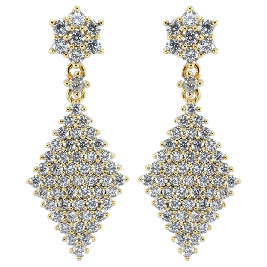Серьги Xuping QQMM Позолота 14K пусеты Ромбовые подвески с инкрустацией цирконием фото №1