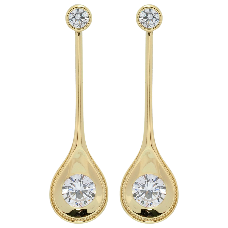 Сережки Xuping QQMM Позолота 14K пусети Підвіски з фіанітами фото №1