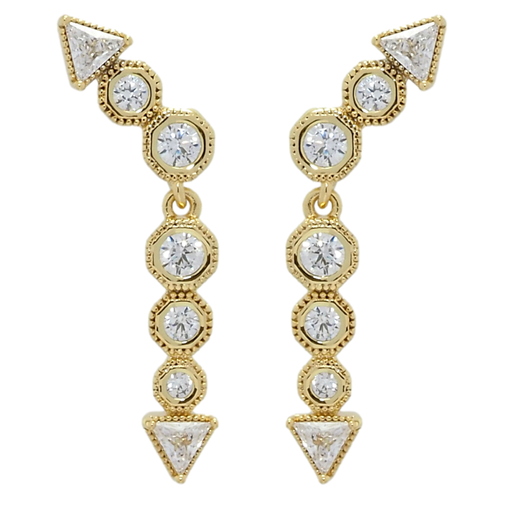 Серьги Xuping QQMM Позолота 14K пусеты Стрелы с фианитами фото №3