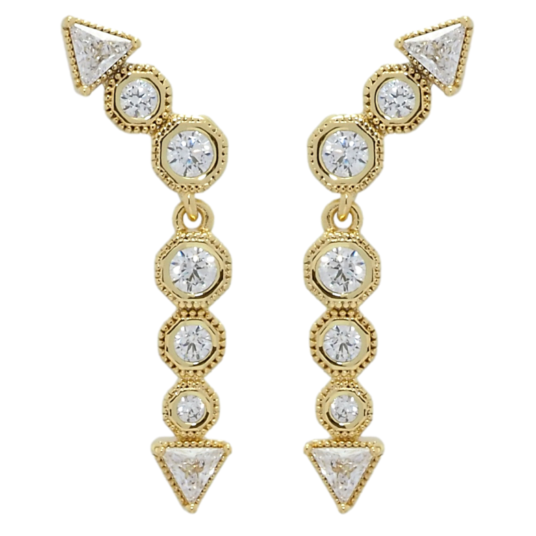 Сережки Xuping QQMM Позолота 14K пусети Стріли з фіанітами фото №1