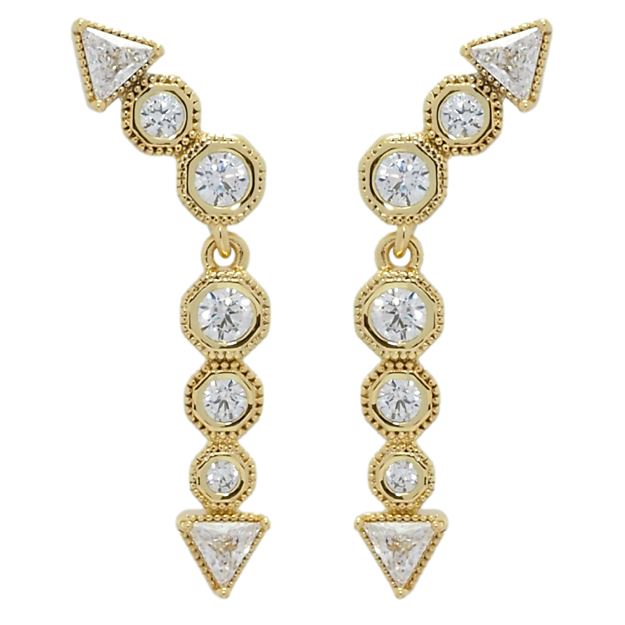 Серьги Xuping QQMM Позолота 14K пусеты Стрелы с фианитами фото №1