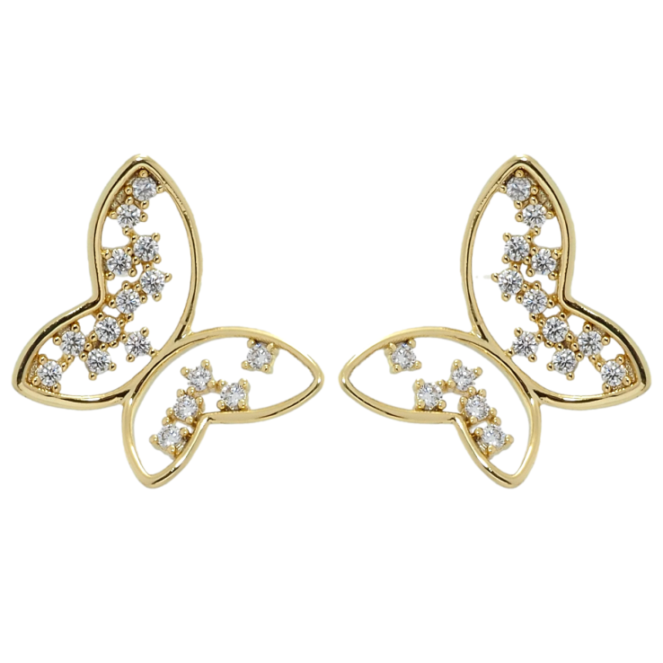 Серьги Xuping QQMM Позолота 14K пусеты Бабочки с цирконием фото №25