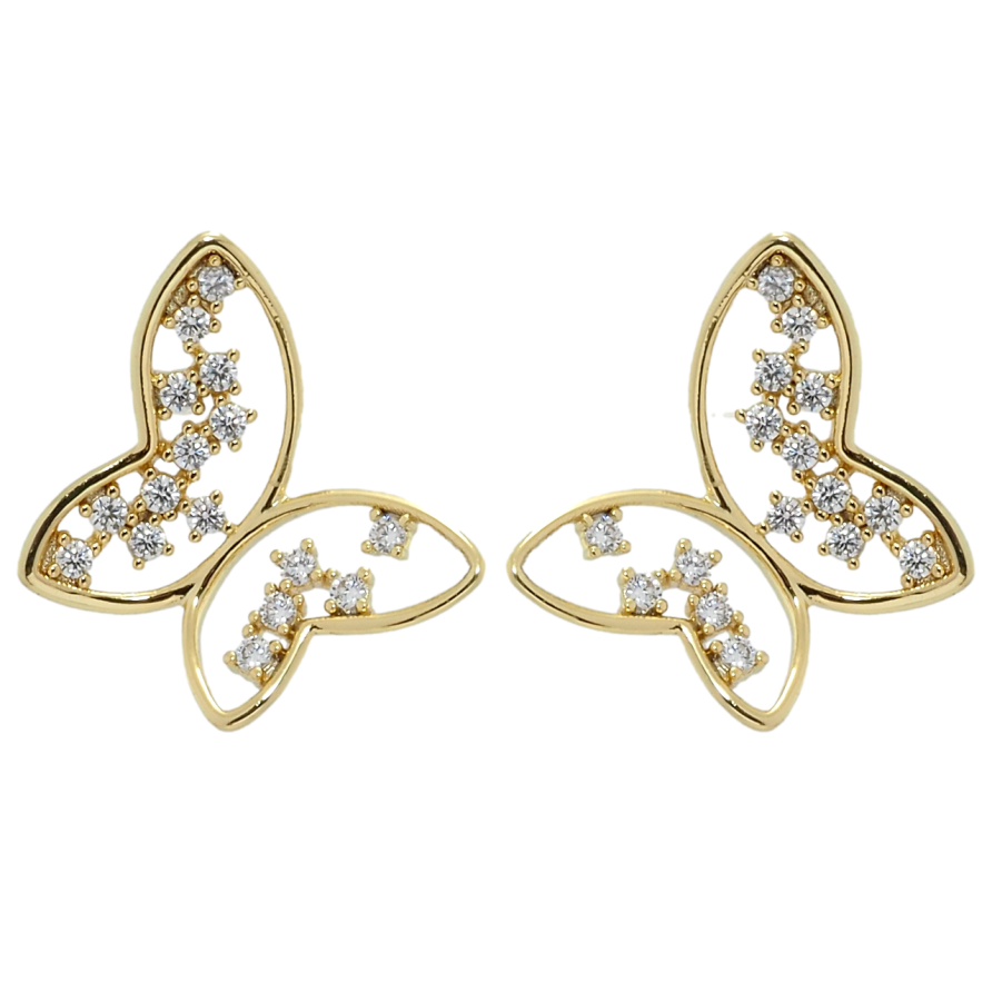 Сережки Xuping QQMM Позолота 14K пусети Метелики з цирконієм фото №1