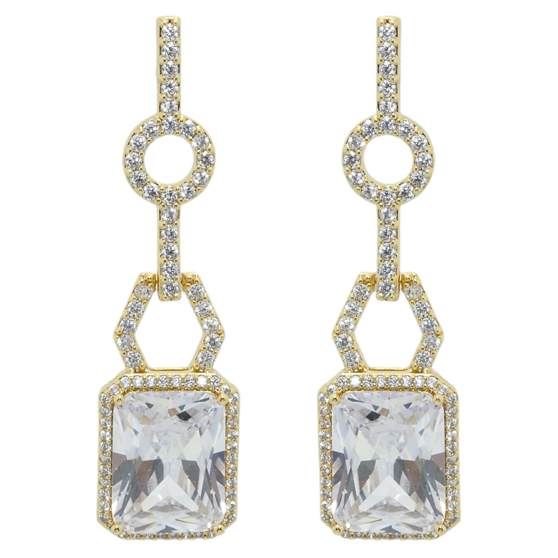 Сережки Xuping QQMM Позолота 14K пусети Витончені підвіски з цирконієм фото №7