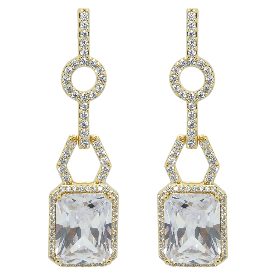 Сережки Xuping QQMM Позолота 14K пусети Витончені підвіски з цирконієм фото №1