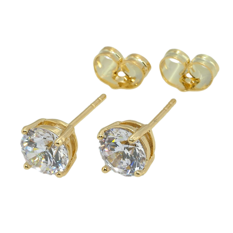 Серьги Xuping QQMM Позолота 14K пусеты Фианиты в 4-х крапановой оправе ø 7мм фото №1