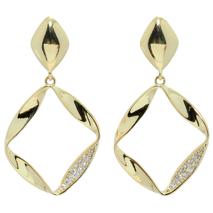 Серьги Xuping QQMM Позолота 14K пусеты Ромбовые подвески с цирконием фото №21