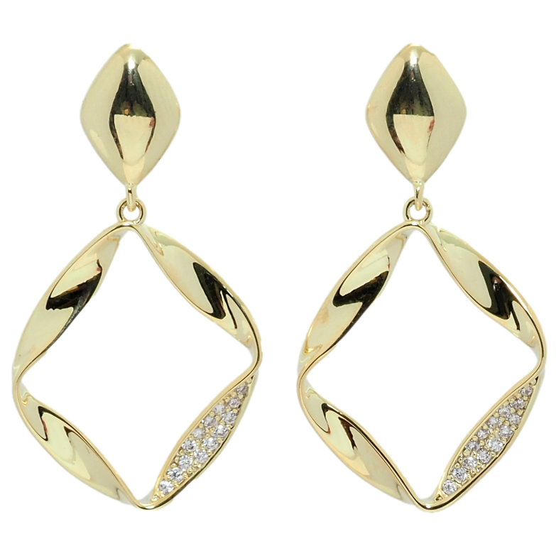 Сережки Xuping QQMM Позолота 14K пусети Ромбові підвіски з цирконієм фото №1