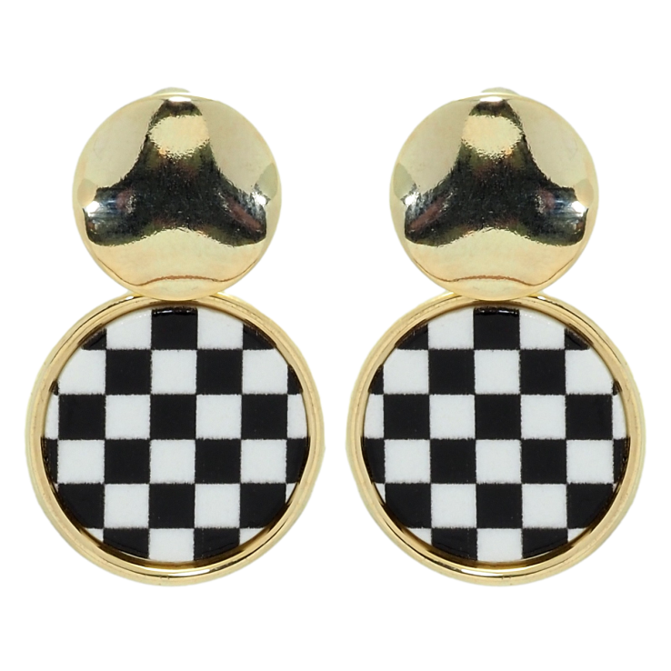 Серьги Xuping QQMM Позолота 14K пусеты Шахматный орнамент фото №15