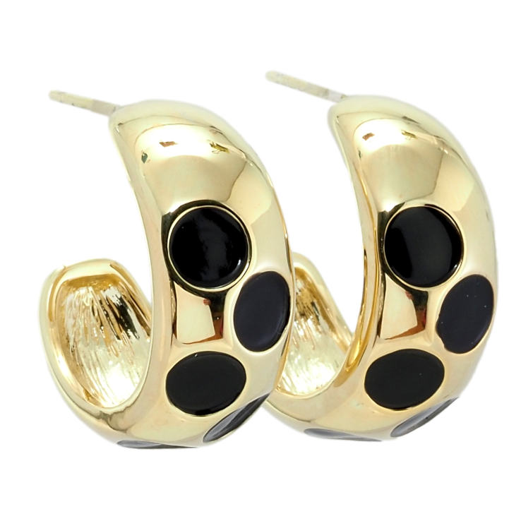 Серьги Xuping QQMM Позолота 14K пусеты Дуги с точками эмалью фото №4