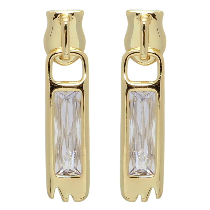 Сережки Xuping QQMM Позолота 14K пусети Бігунки з фіанітами фото №1