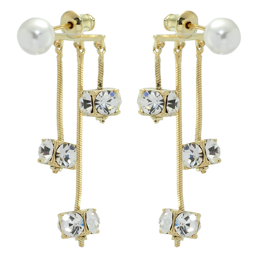 Сережки Xuping QQMM Позолота 14K пусети-джекети Декоративні підвіски з цирконієм та перлами фото №1