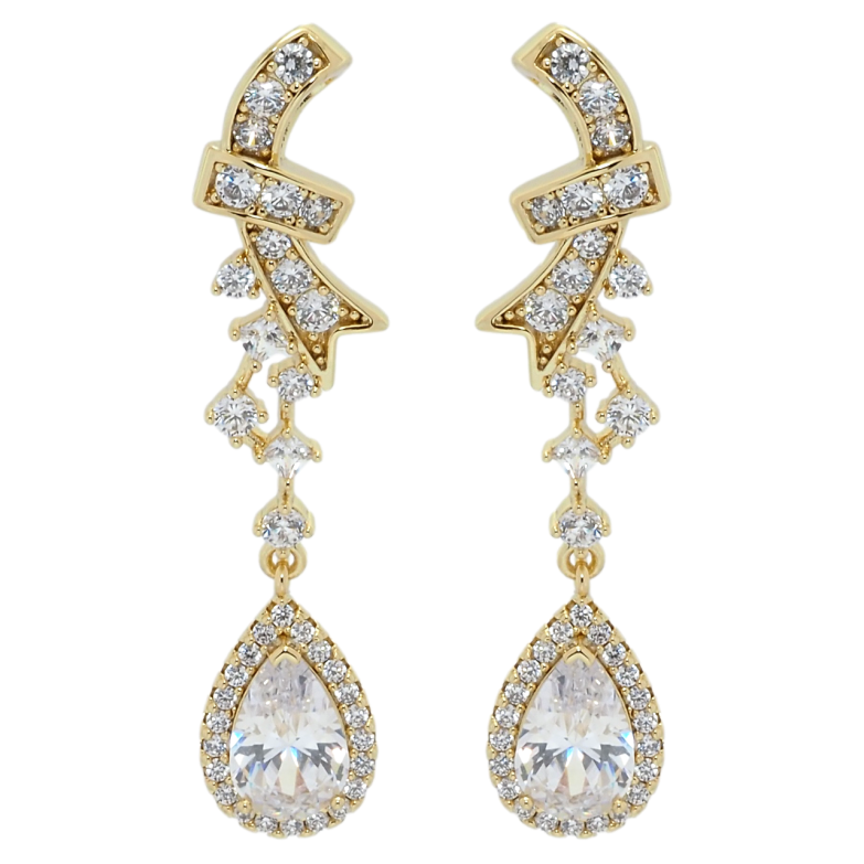 Серьги Xuping QQMM Позолота 14K пусеты Элегантные подвески с фианитами и цирконием фото №11