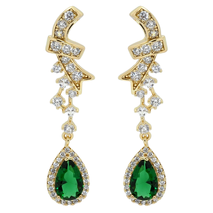 Сережки Xuping QQMM Позолота 14K пусети Елегантні підвіски з фіанітами і цирконієм фото №22