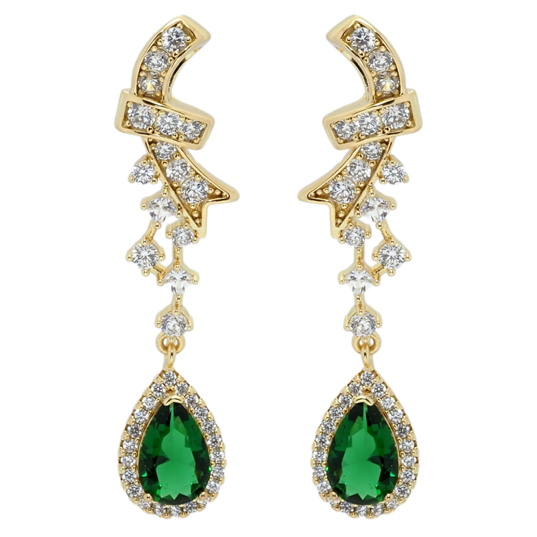 Сережки Xuping QQMM Позолота 14K пусети Елегантні підвіски з фіанітами і цирконієм фото №9