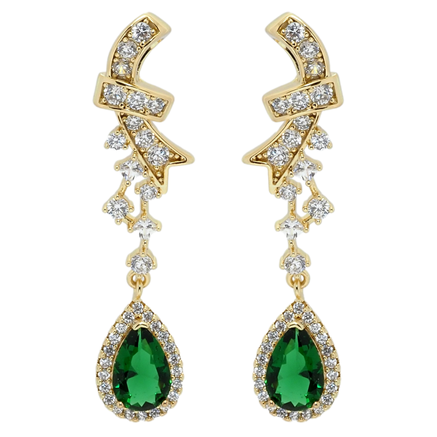 Сережки Xuping QQMM Позолота 14K пусети Елегантні підвіски з фіанітами і цирконієм фото №1