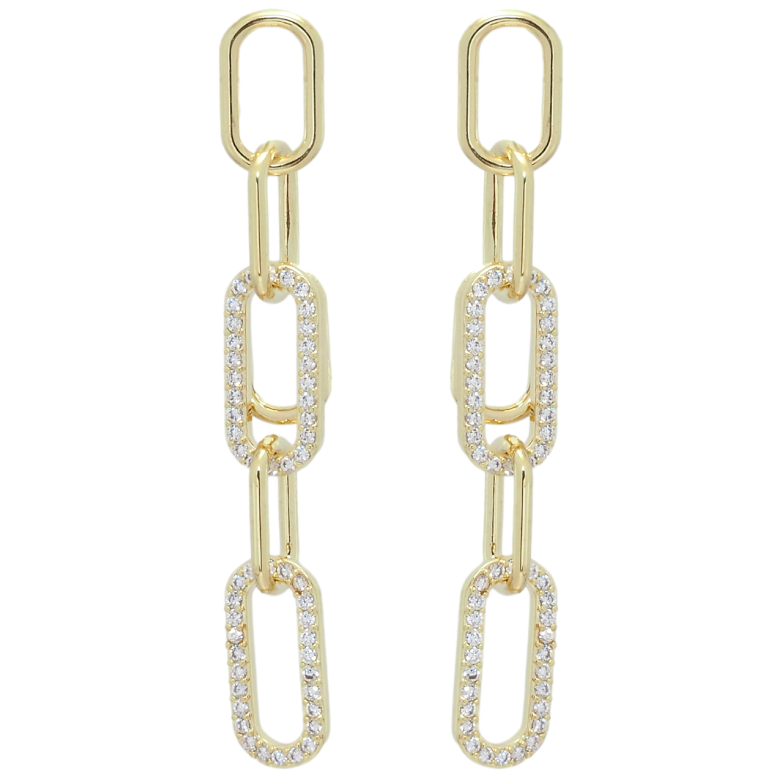 Сережки Xuping QQMM Позолота 14K пусети Ланцюжки з цирконієм фото №1