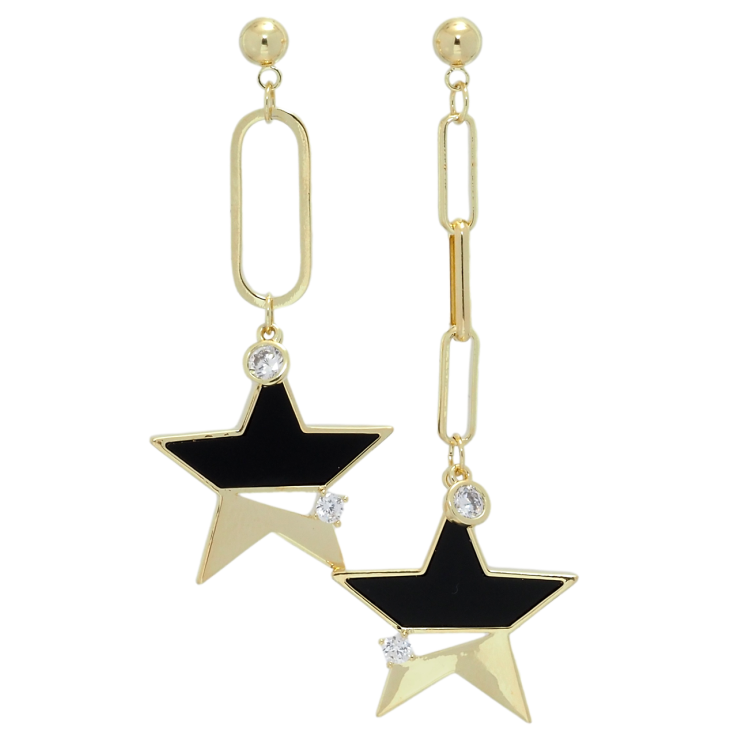 Сережки Xuping QQMM Позолота 14K пусети Асиметричні зірки фото №3