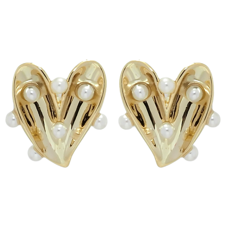 Серьги Xuping QQMM Позолота 14K пусеты Сердечки с жемчужинами фото №16