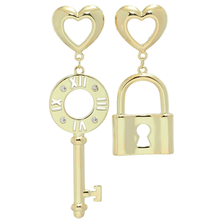 Серьги Xuping QQMM Позолота 14K пусеты Подвески ключ с замком фото №1
