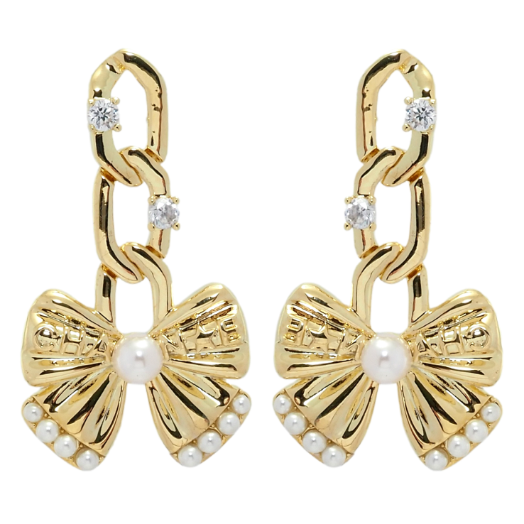 Серьги Xuping QQMM Позолота 14K пусеты Подвески банты фото №6