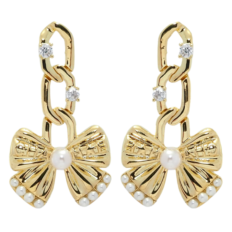 Серьги Xuping QQMM Позолота 14K пусеты Подвески банты фото №1